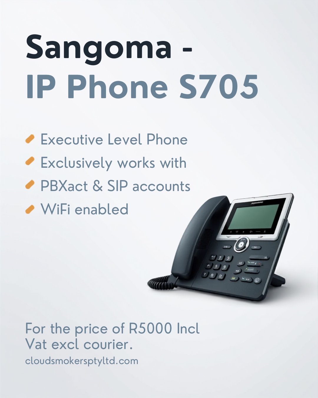 Sangoma - IP Phone S705 Executive Level Phone, Exclusively work with PBXact, SIP acounts, WiFi,