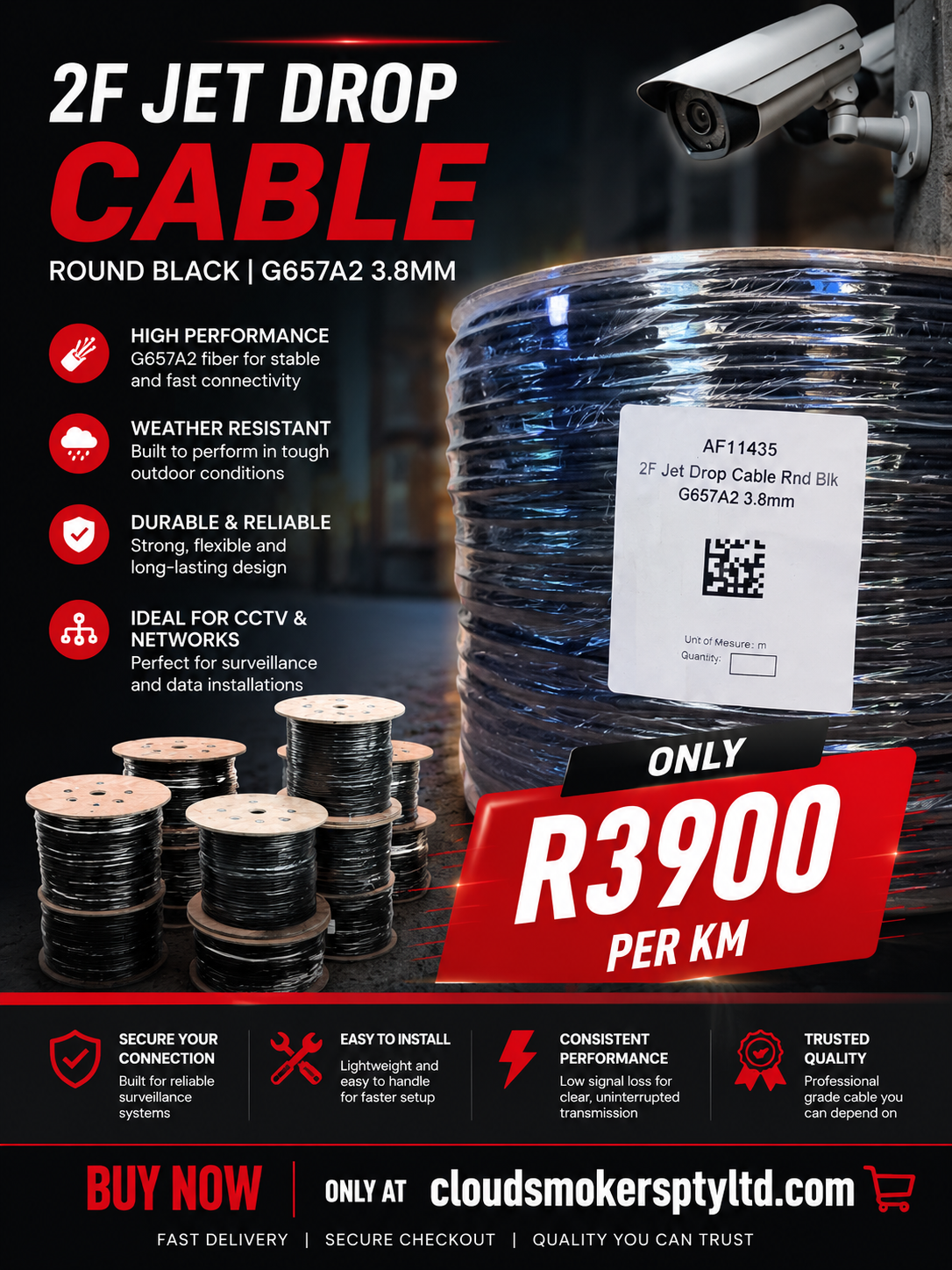 Fibre Outdoor 2 Core Dual Purpose Drop Cable